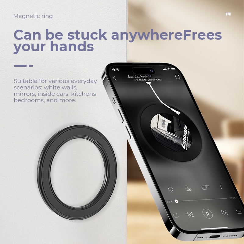 Useful Electronic Gadgets - MagSafe対応 強力マグネットリング式スマホホルダー 粘着マグネット壁掛け携帯電話マウント 車載ダッシュボードマウント iPhone 15用