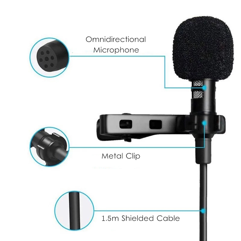 ポータブル1.5mラベリアミニマイクコンデンサークリップオン - Mini Electronics Gadgets のレビューと価格